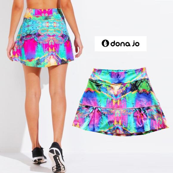 Dona Jo Pants - Dona Jo Skort Psychedelic Print Athletic Tennis Pickleball Golf Size S